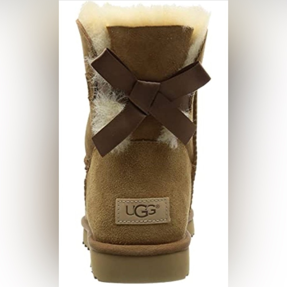 UGG Tan Suede Boots with Bow Accent